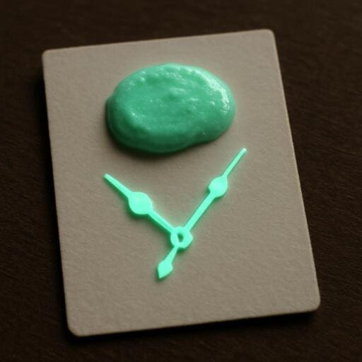 Luminous paint dab on a tiny card