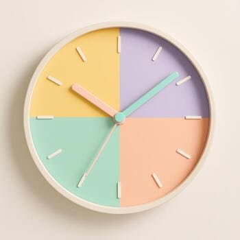 Pastel color-block dial with soft hands