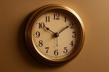 Classic brass wall clock with serif numerals
