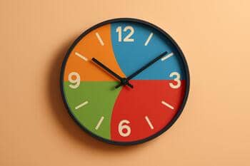 Playful color-block dial