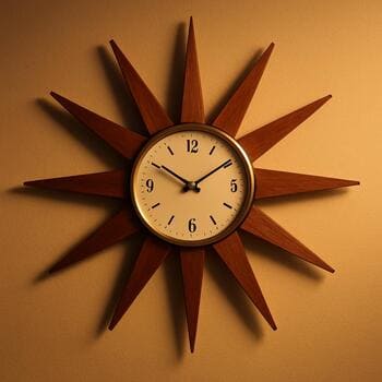 Mid-century sunburst dial with teak rays