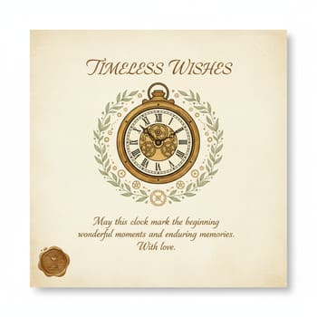 Ivory note card placed beside a compact alarm