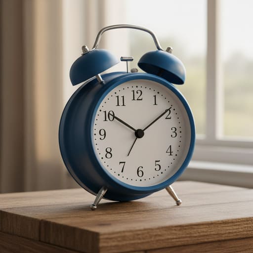 Blue twin-bell alarm with metal feet