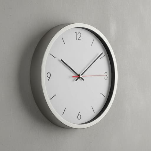 Modern minimal round clock with clean sans numerals