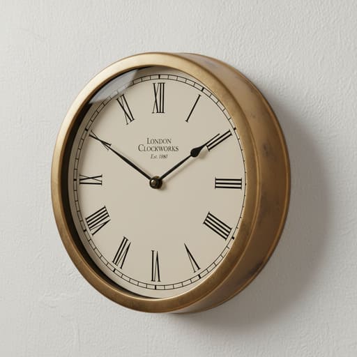 Vintage brass wall clock with slender numerals