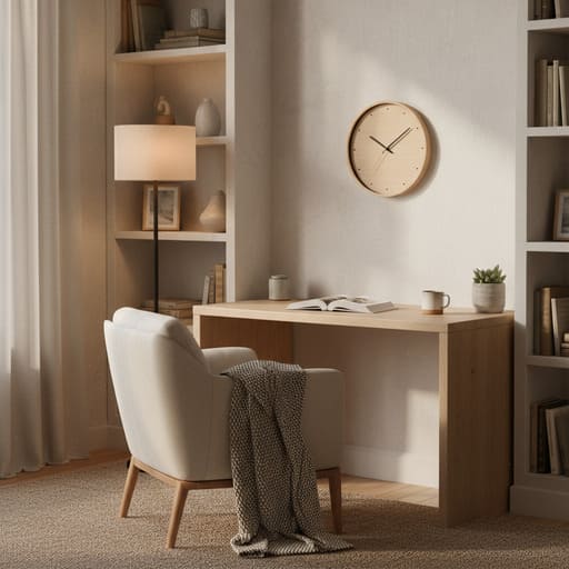 Study corner with a 12-inch quiet wall clock
