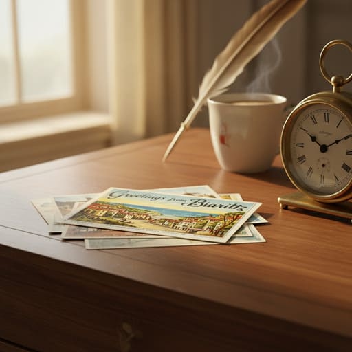 Small stack of postcards on a desk