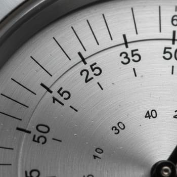 Macro photo of minute track with fine hash marks