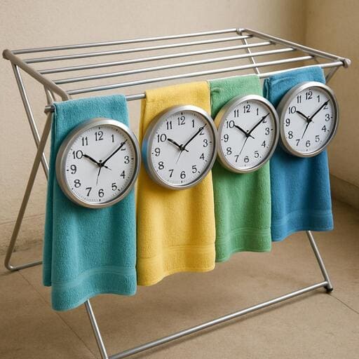 Airing rack with clocks and microfiber cloth