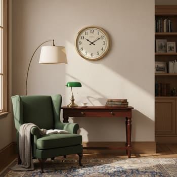 12-inch brass-trim wall clock with serif numerals