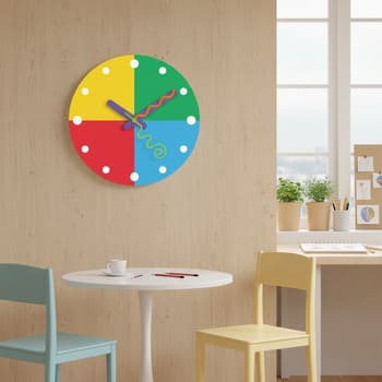 10-inch color-block dial with playful hands