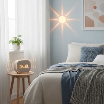 Minimal bedside with soft alarm clock