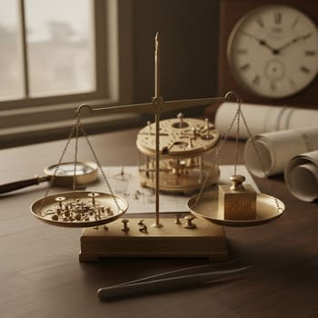 Small bedside alarm showing scale near a book