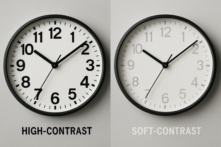 Comparison: high-contrast and soft-contrast numerals