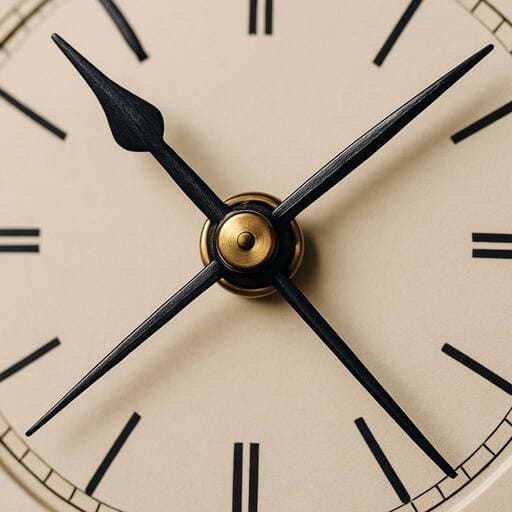 Close view of balanced clock hands