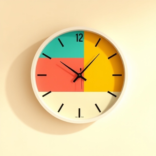 Bold color-block wall clock with playful hands