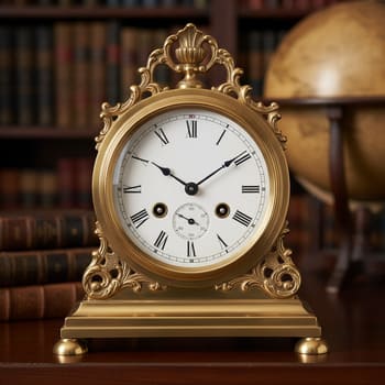 Classic brass clock with serif numerals