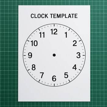 Printed A4 clock template on a cutting mat