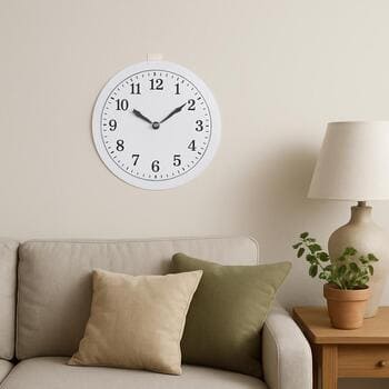 Paper template taped to a living room wall