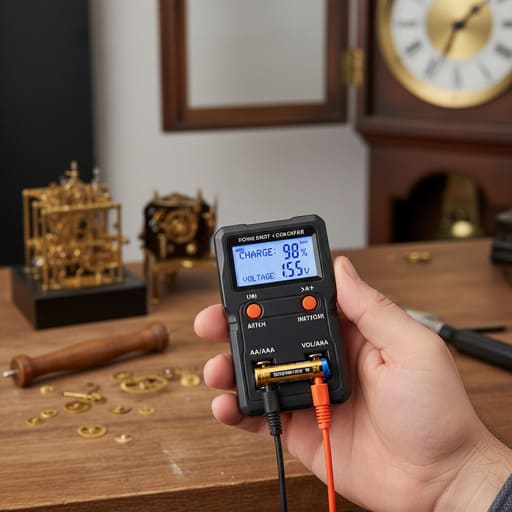 Battery tester showing charge on an AA cell