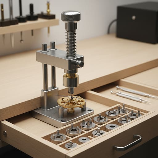 Hand press tool for fitting clock hands